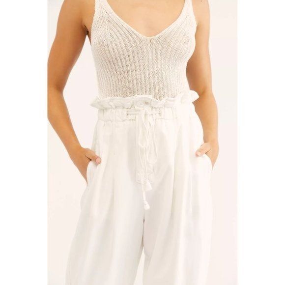 FREE PEOPLE Margate High Waist Pleated Paperbag Pants - Medium NWT - Picture 6 of 6